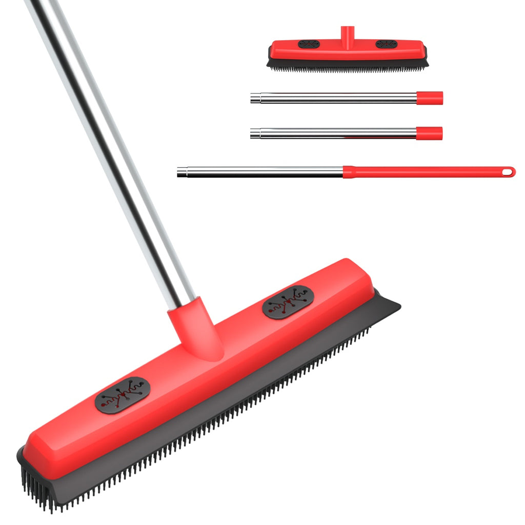 Pet Carpet Hair Removal Broom 2-in-1 Hair Remover & Squeegee For Carpets Easy To Use Versatile Cleaning Tool For Pet Owners - Shedding Grooming Kit