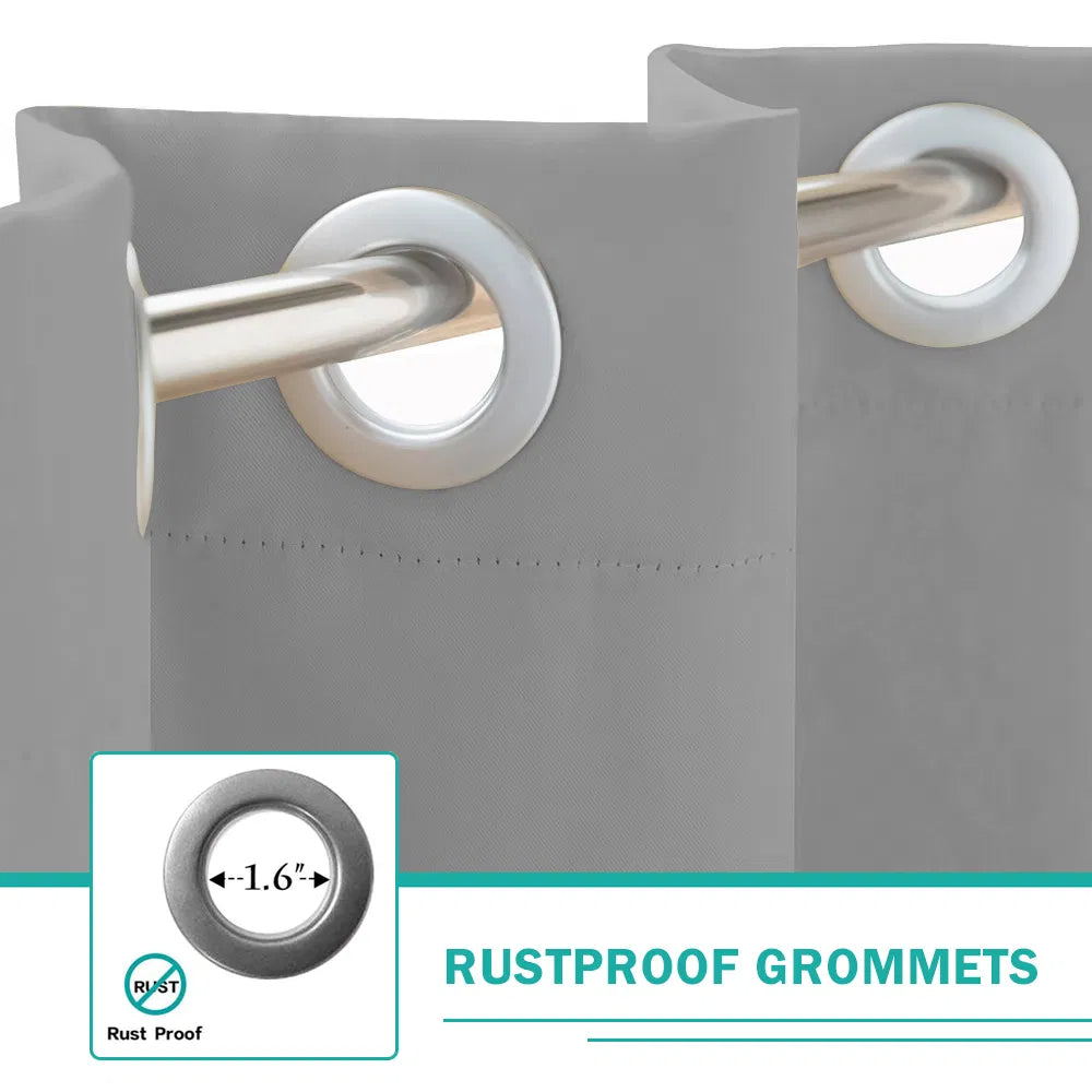 50inchx 120inch Outdoor Waterproof Grommets Window Curtains For Front Porch ,Gray