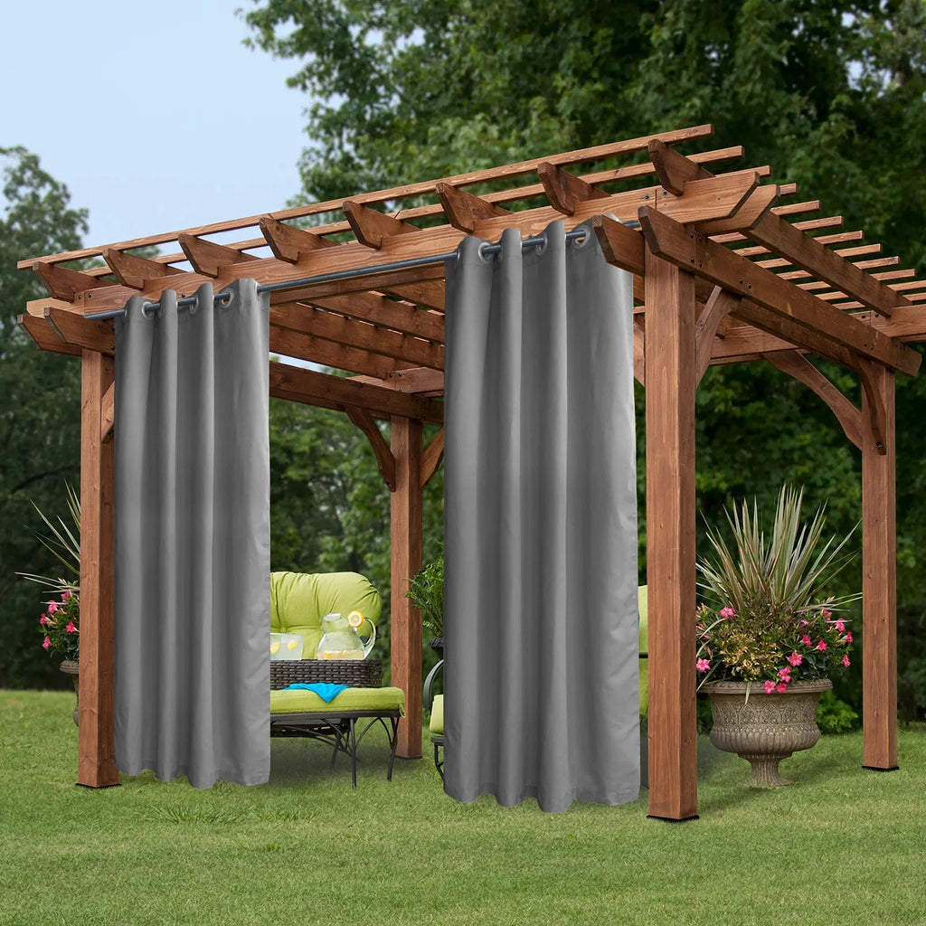 50inchx 120inch Outdoor Waterproof Grommets Window Curtains For Front Porch ,Gray